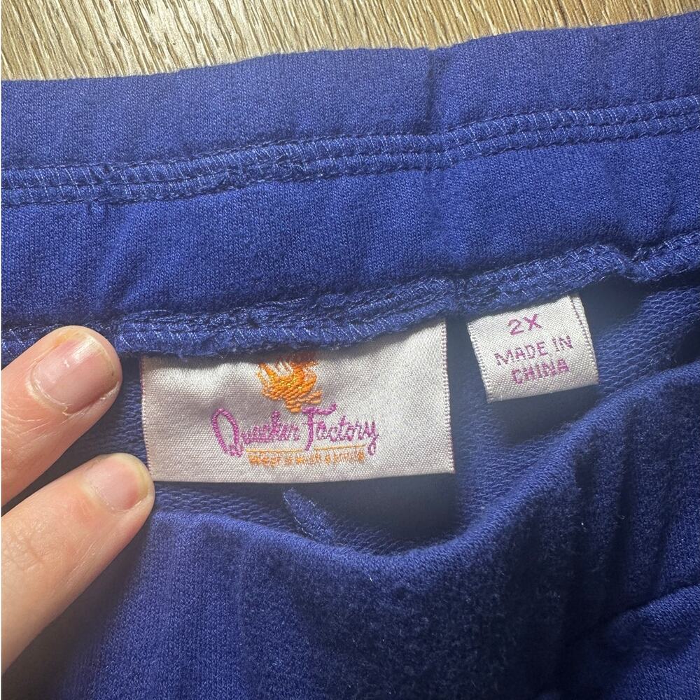 Quacker Factory Capri Pants XXL Blue Pull On Elastic Waist Sequin Hem - Picture 5 of 10